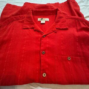 Joe Marlin Casual Red Button-Front Shirt, Men's XLT